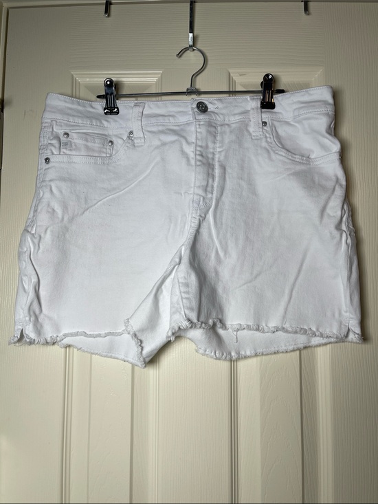 Seven7 Pants - Seven7 White Denim Frayed Hem Shorts